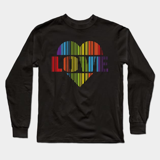 RAINBOW LOVE HEART BARCODE Long Sleeve T-Shirt by Dwarf_Monkey
